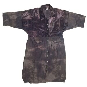 Vintage URU Hand‎ Dyed Rayon Dress One Size Bohemian Tie Dye Decorative Buttons